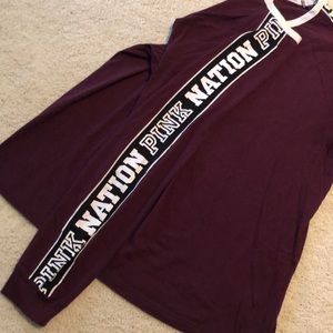 Victoria’s Secret PINK maroon long sleeve graphic print sleeves size large